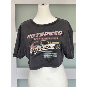 GARAGE‎ Hot Speed Champion Roads Graphic Cropped T Shirt Womens TP XS Dark Gray